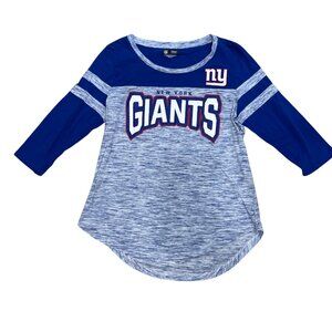 NFL Team Apparel New York Giants Tee Women's Size Large Jeweled 3/4 Sleeves Blue